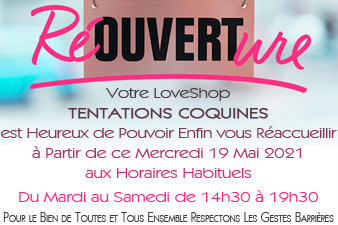 Mesures sanitaires Réouverture LoveShop Tentations Coquines le 28 Novembre 2020